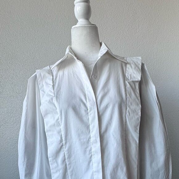 Commense White Blouse 100% Cotton Button Down Long Sleeve Tailored SZ S NEW - Picture 5 of 14
